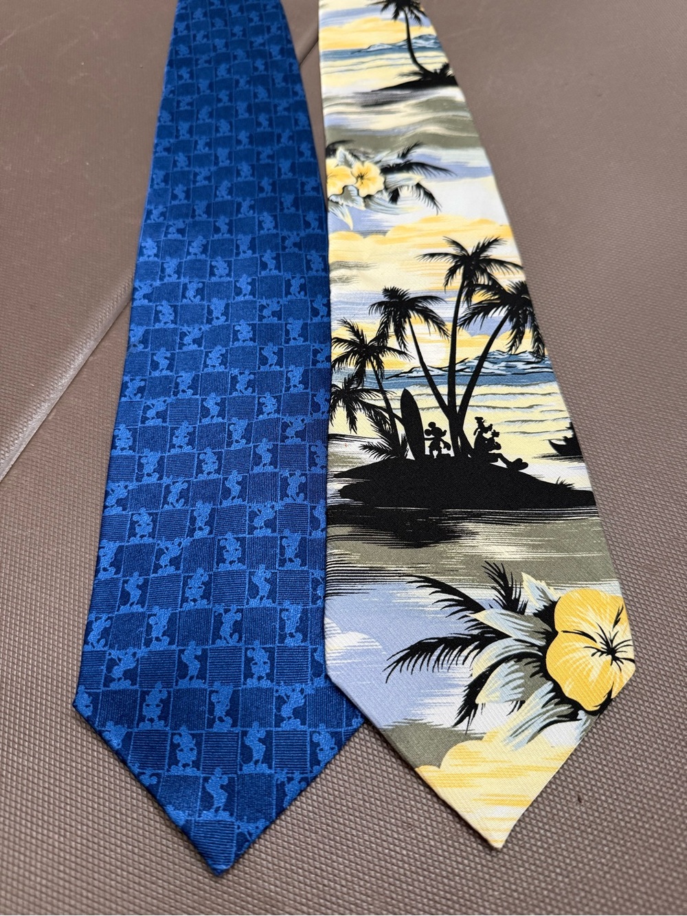 Walt Disney World 100% Silk Ties Tropical Hawaiian Mickey Mouse Lot of 2